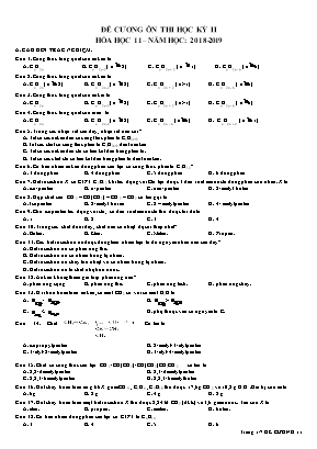 Đề cương ôn thi học kỳ II môn Hóa học Lớp 11 - Năm học 2018-2019